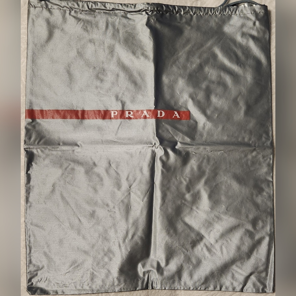 Prada Nylon Gray Dust Bag with Red Logo NWOT